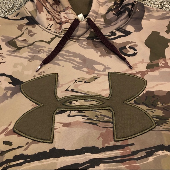 Under Armour Sweater Adult Small Brown Camo Sweatshirt Pullover Hoodie Mens - Picture 3 of 7